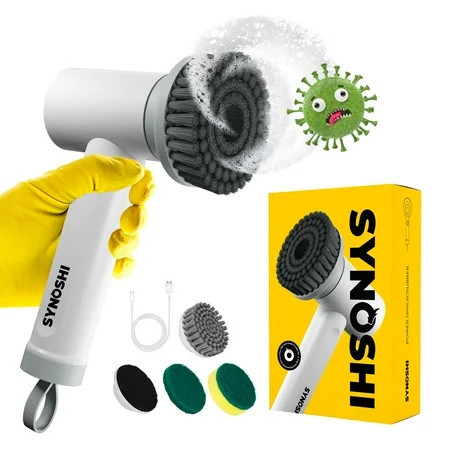 SYNOSHI® | Cordless Electric Spin Scrubber with 3 Replaceable Brush Heads - Waterproof Power Cleaner | Walmart (US)