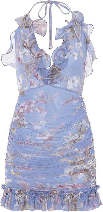Amazon.com: PATBO, Delicata Halterneck Mini Dress, 4, Blue : Amazon Luxury | Amazon (US)