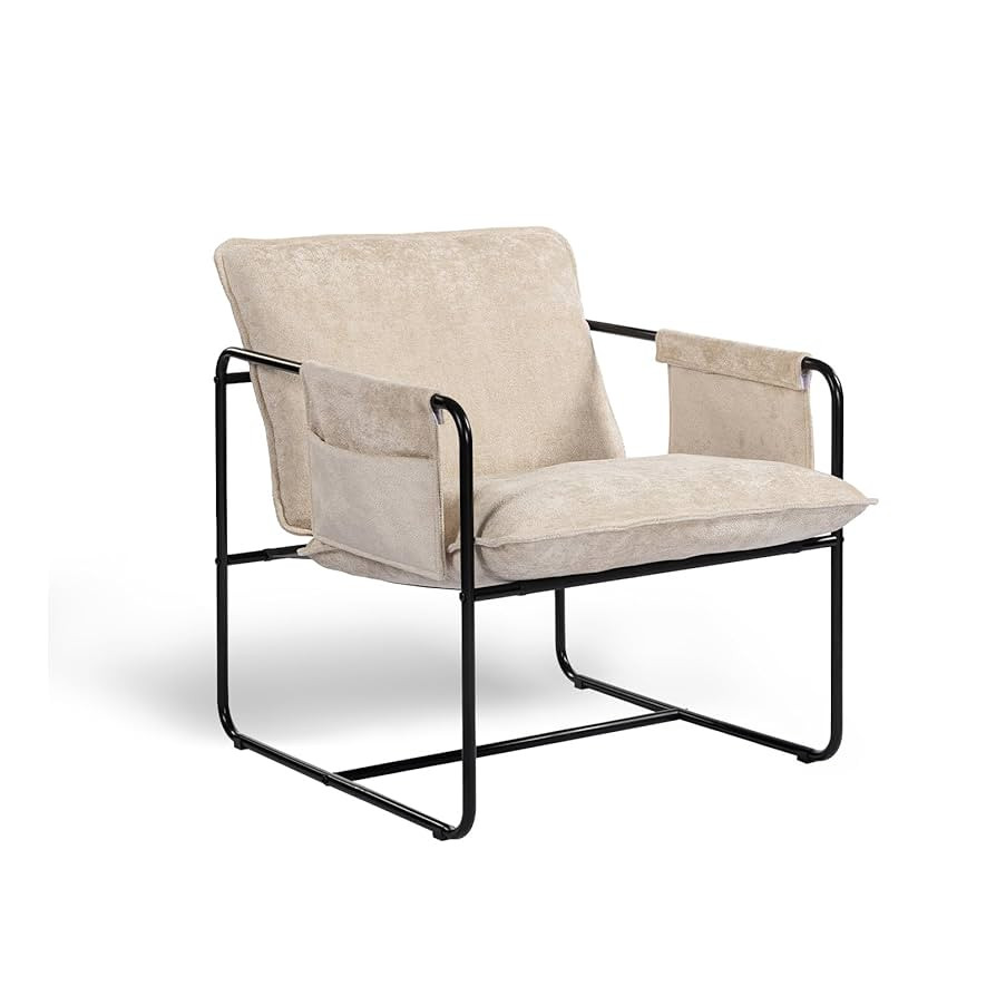 Modern Accent Chair Comfortable Living Room Chairs with Armrests, Bedroom Reading Chair, Chenille... | Amazon (US)