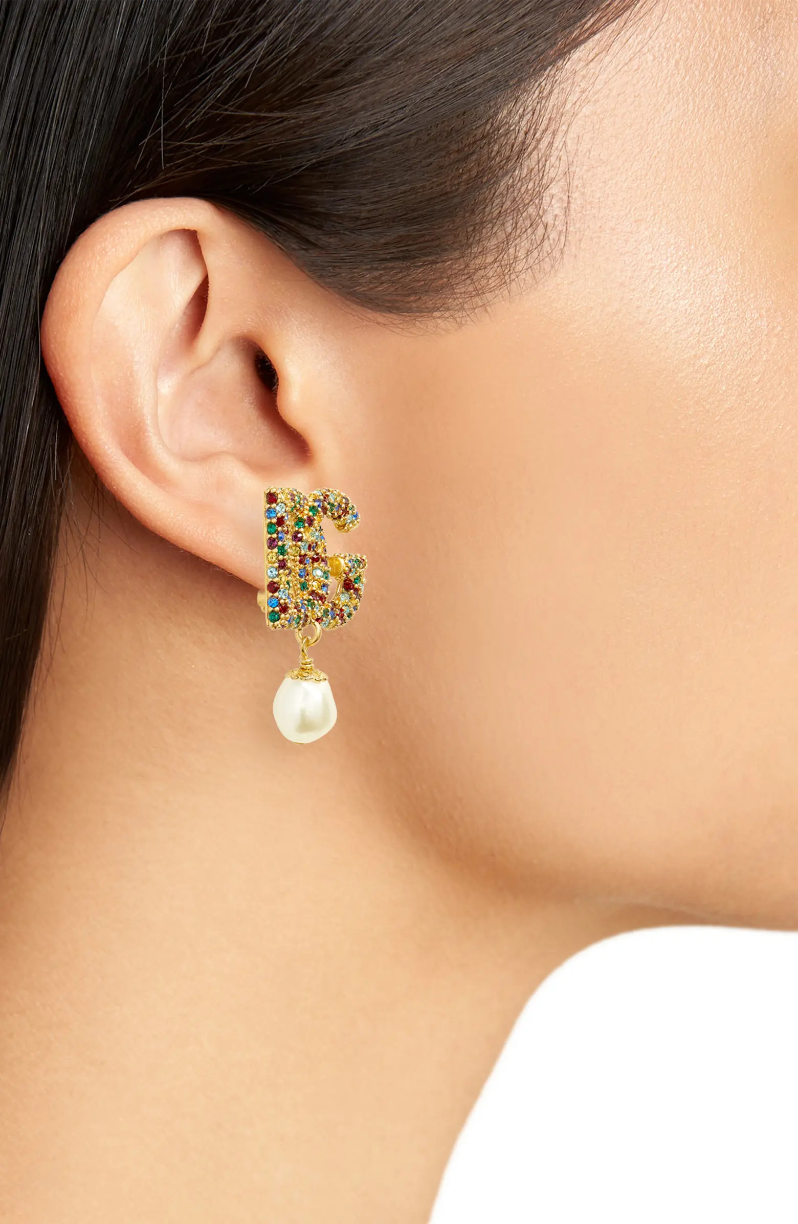Dolce&Gabbana Crystal DG Logo Clip-On Earrings | Nordstrom | Nordstrom