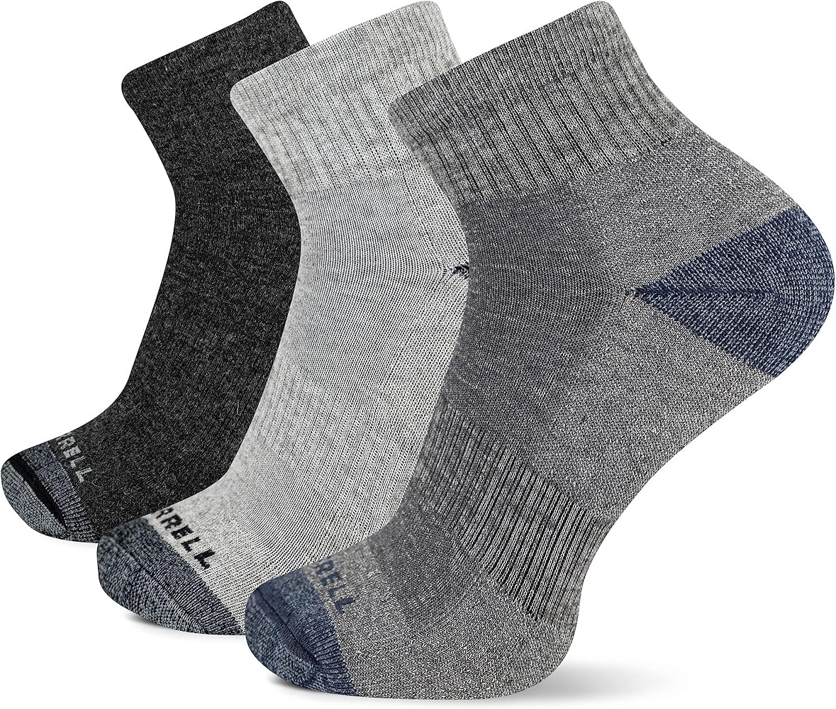 Merrell Unisex Adult Wool Everyday Hiking Socks - 3 Pairs Ankle - Cushioned Moisture Wicking | Amazon (US)