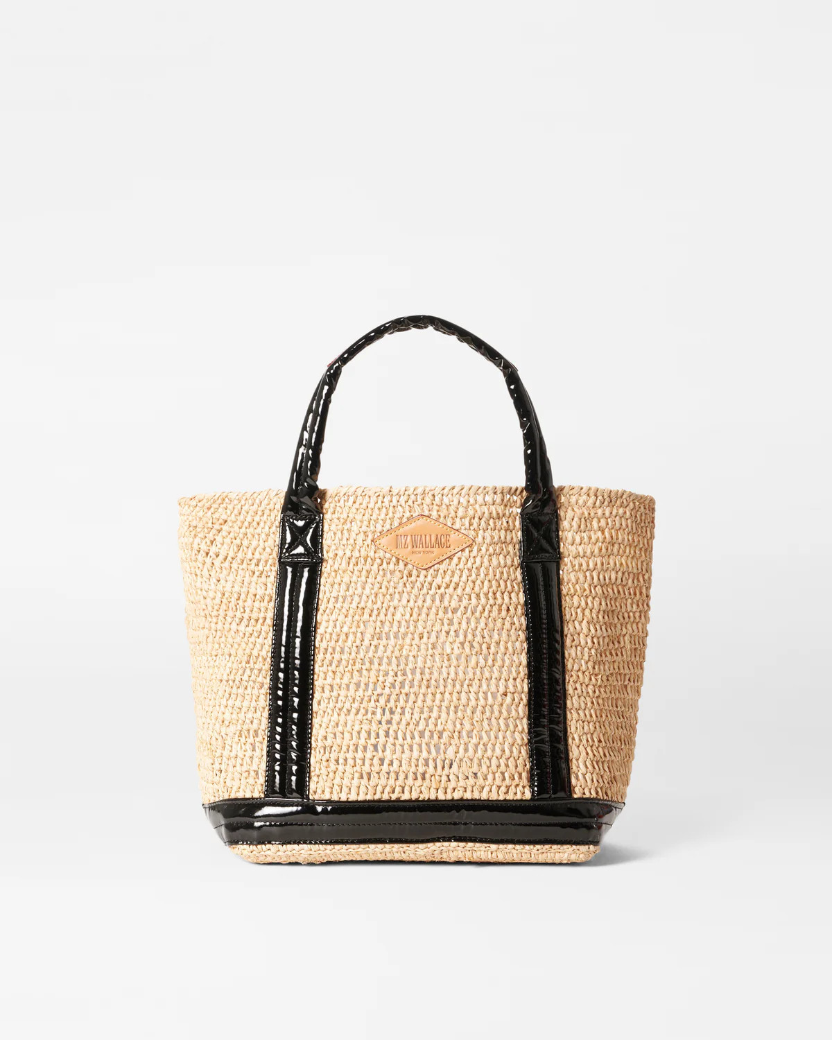 Raffia/Black Lacquer Small Raffia Tote | MZ Wallace