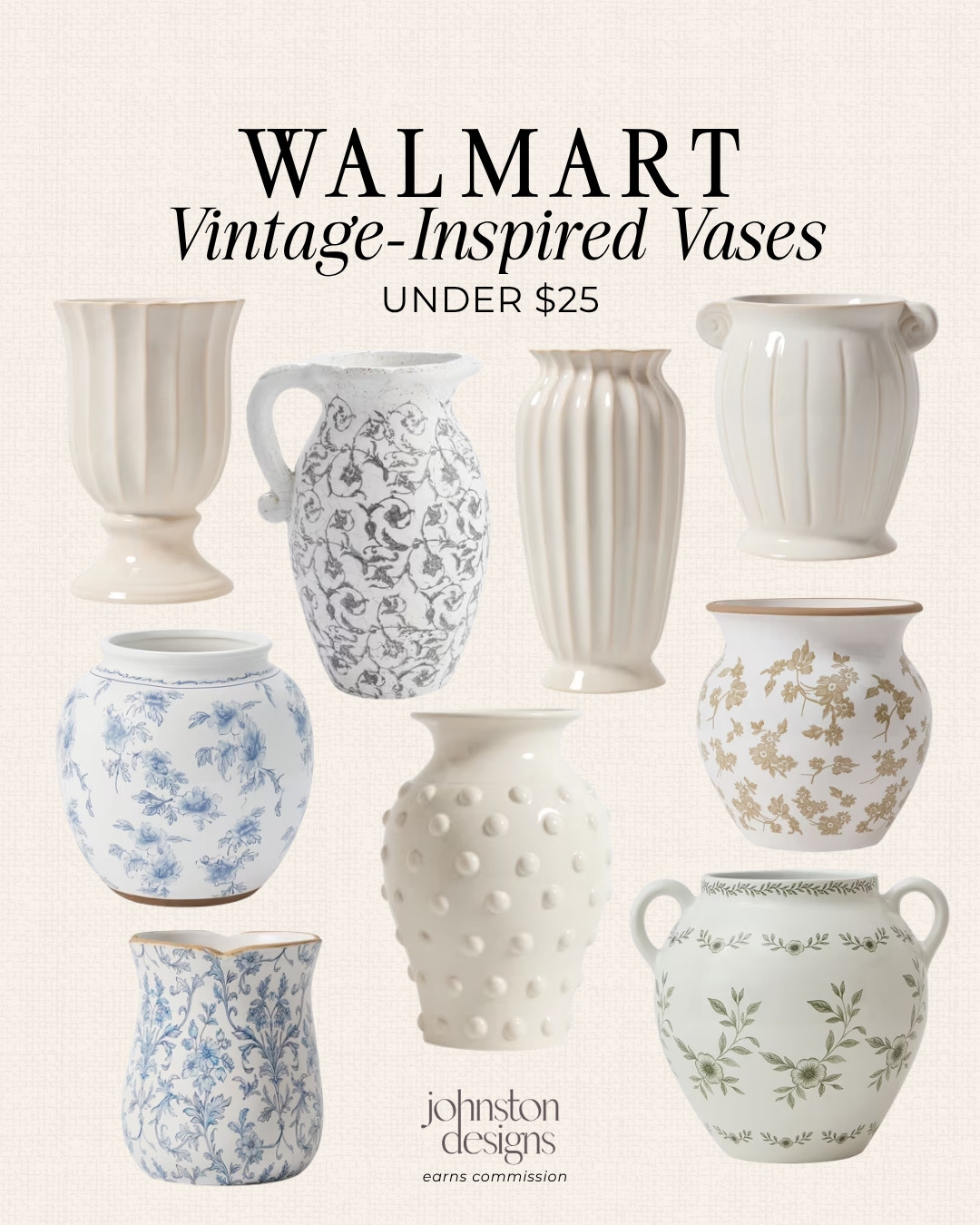 Walmart vintage-inspired vases under $25 🤍 These My Texas House new arrivals are such pretty affordable decor finds for shelves, console tables, nightstands, entryways or a collected home refresh. Love the blue floral, neutral ceramic, ribbed and antique-style pieces for a designer look for less.

Walmart home finds, walmart decor, vintage inspired vases, vases under $25, affordable home decor, ceramic vase, floral vase, blue and white decor, neutral vase, collected home decor, shelf styling, entryway decor, console table decor, designer inspired decor, walmart hidden gems 

 #LTKHome