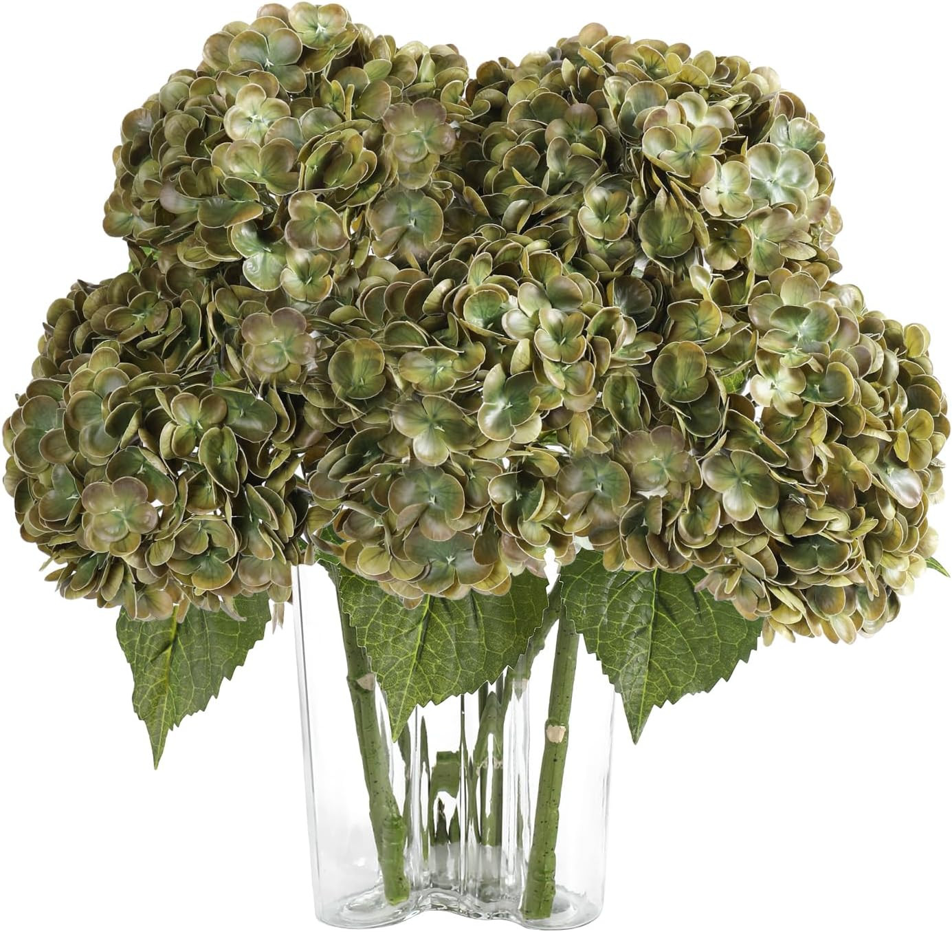 3pcs Lifelike Real Touch Hydrangea Artificial Flowers,Olive Green | Amazon (US)