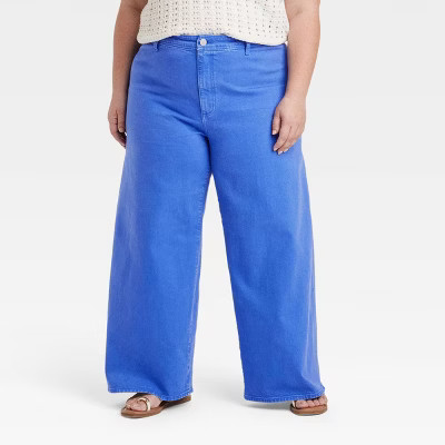 Women's High-Rise Sailor Wide Leg Ankle Jeans - Universal Thread™ Blue 2: Relaxed Fit, Denim, 29" Inseam | Target
