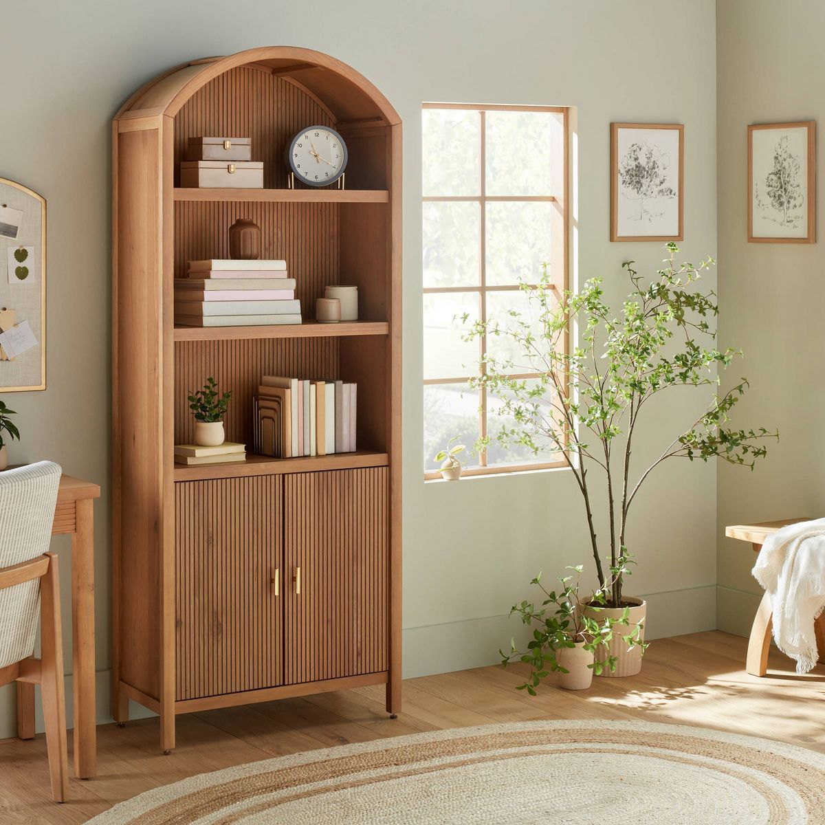 Grooved Wood Arch Bookcase Cabinet - Hearth & Hand™ with Magnolia | Target