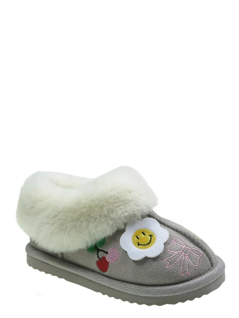 Wonder Nation Toddler Girls Slippers With Faux Fur Trim - Walmart.com | Walmart (US)