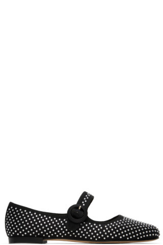 Black Georgia Square-Toe Mary Jane Ballerina Flats | SSENSE