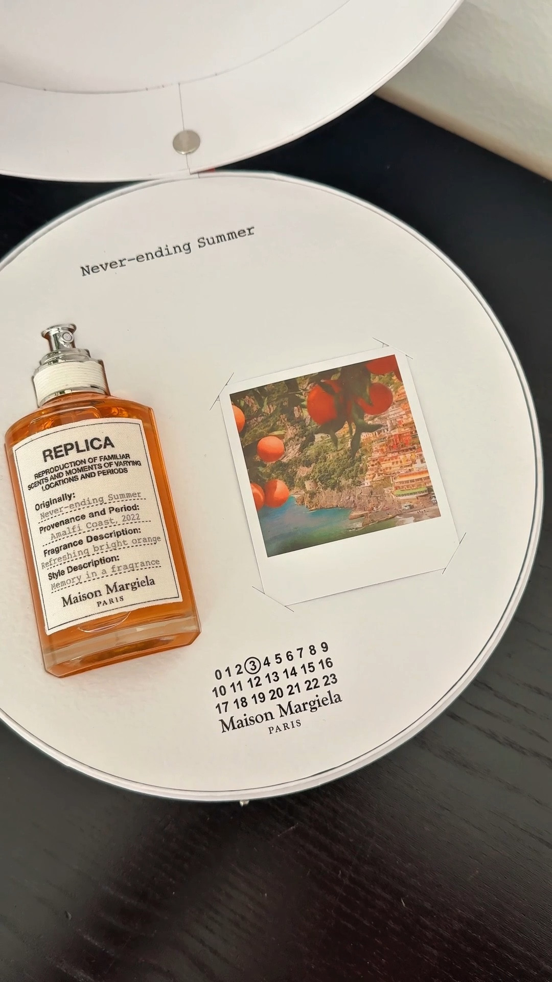 NEVER-ENDING SUMMER
RELIVE MEMORIES OF ETERNAL SUMMER WITH MAISON MARGIELA REPLICA'S NEWEST FRAGRANCE, NEVER-ENDING SUMMER.
SCENT TYPE: FRESH CITRUS & FRUITS

FRAGRANCE DESCRIPTION:
A BRIGHT CITRUS FRAGRANCE THAT CAPTURES THE FEELING OF A VIBRANT SUMMER ESCAPE.
ITALIAN SPRITZ ACCORD, RECOGNIZABLE FOR ITS UPLIFTING ESSENCE, INTERTWINES WITH NOTES OF FRESHLY PEELED ORANGE AND VIBRANT VETIVER, TRANSPORTING YOU TO MEMORIES ON THE AMALFI COAST WHERE TIME SLOWS DOWN AND YOU CAN TRULY EMBRACE THE BEAUTY OF THE MOMENT.

@MAISONMARGIELAFRAGRANCES @SEPHORA
#GIFTEDBYMARGIELAFRAGRANCES #REPLICANEVERENDINGSUMMER

#LTKFindsUnder100 #LTKBeauty #LTKSeasonal