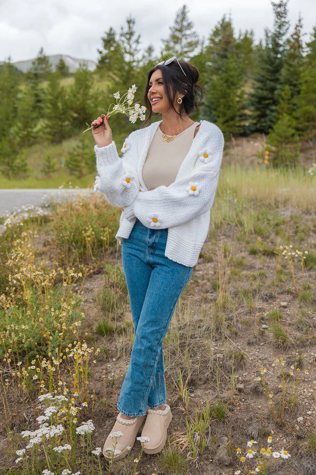 The Way I Feel Ivory Floral Applique Cardigan SALE | Pink Lily