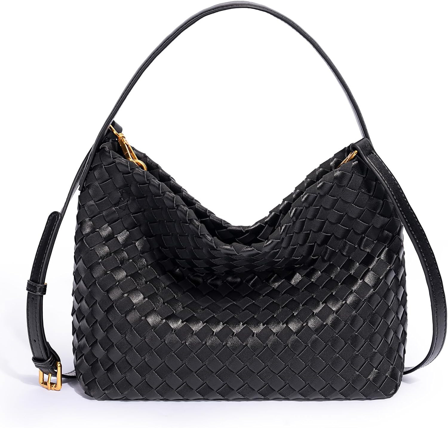 Woven Tote Bag for Women Designer Shoulder Handbag Leather Top Handle Hobo Purses | Amazon (US)