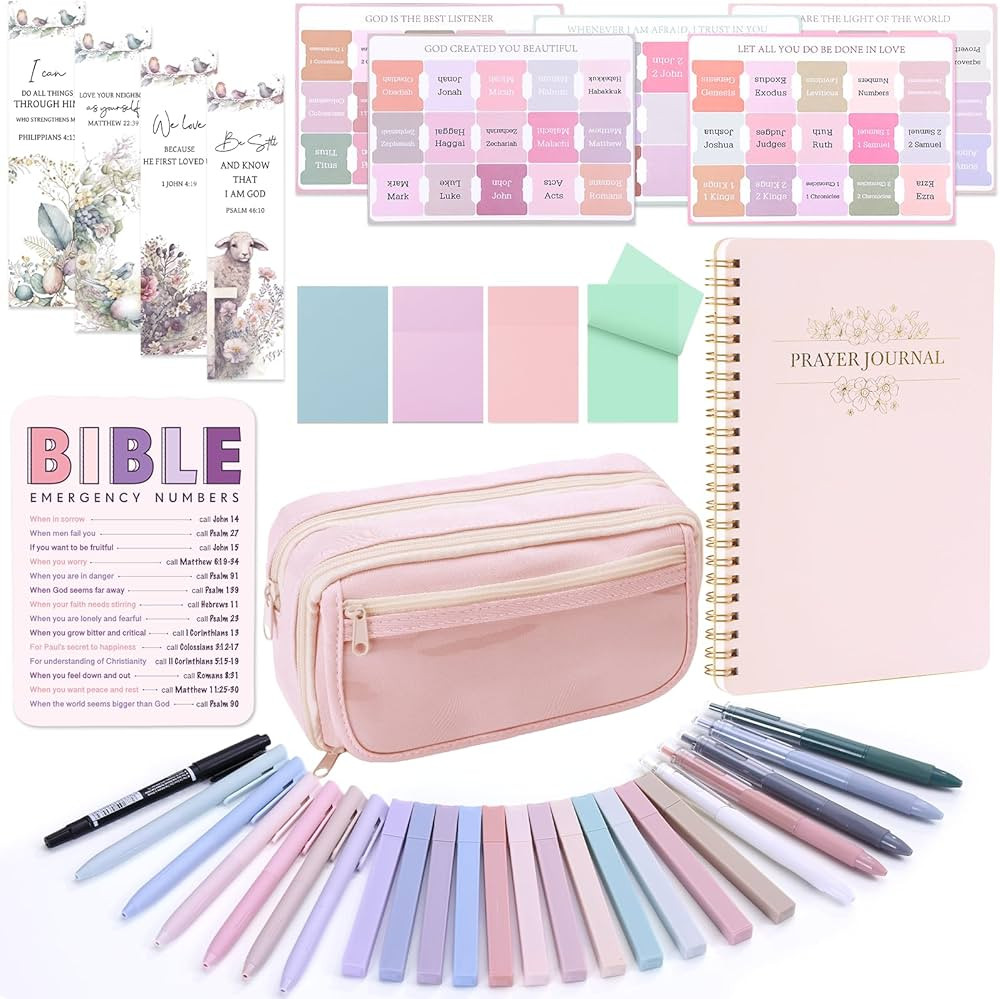 XKDOUS Bible Study Supplies Journaling Kit for Women, Bible Study Kit, 12 Pastel Highlighters and... | Amazon (US)