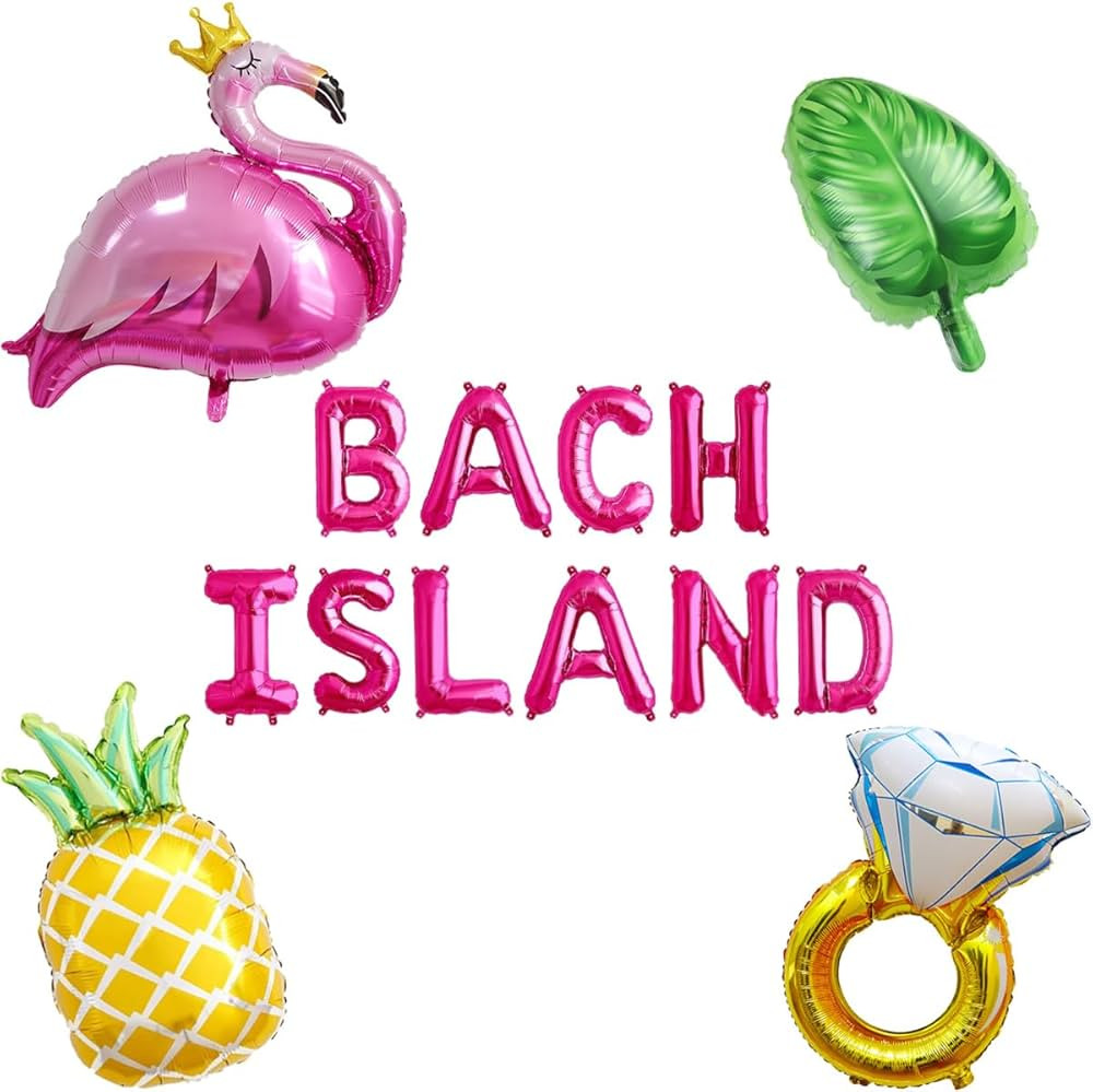 Bach Island Balloon Banner Flamingo Palm Tree Diamond Ring Mylar Balloon for Love Island Themed B... | Amazon (US)