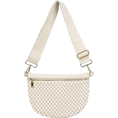 Woven Crossbody Bag for Women, Checkered PU Bum Bag Sling Purse with Adjustable Strap for Travel,... | Amazon (US)