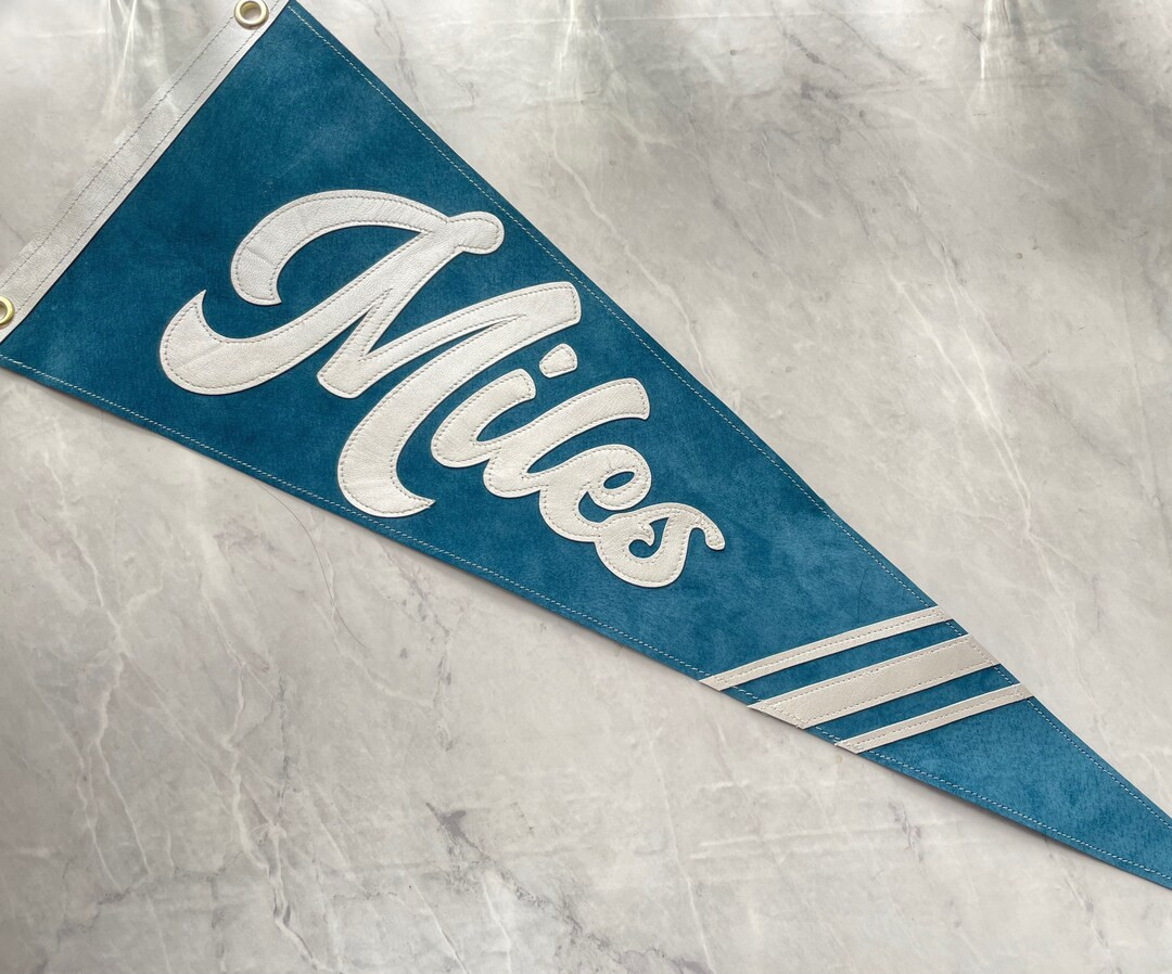 Striped Large Custom Suede and Leather Pennant Flag Banner | Personalized Leather Sign Banner | Etsy (US)