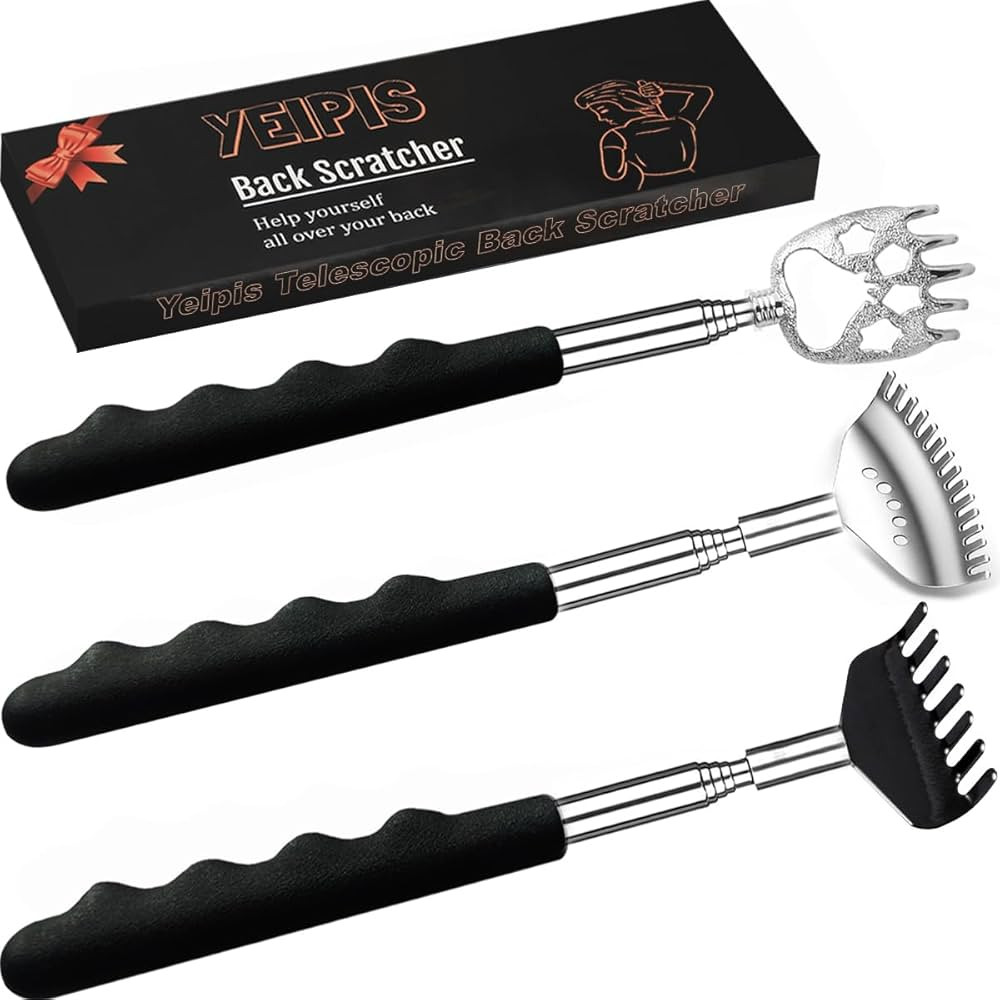 3 Pack Different Back Scratcher Metal Portable Telescoping with Rubber Handles, Extendable Back M... | Amazon (US)