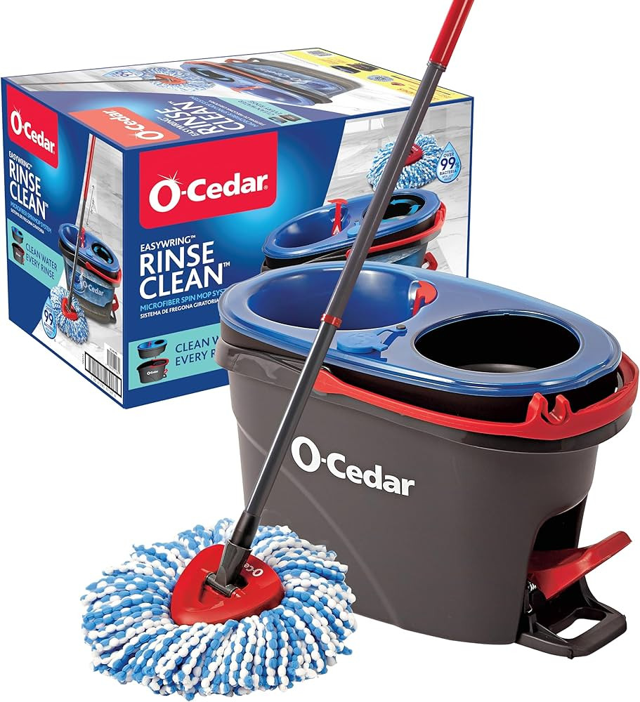 O-Cedar EasyWring RinseClean Microfiber Spin Mop & Bucket Floor Cleaning System, Grey | Amazon (US)
