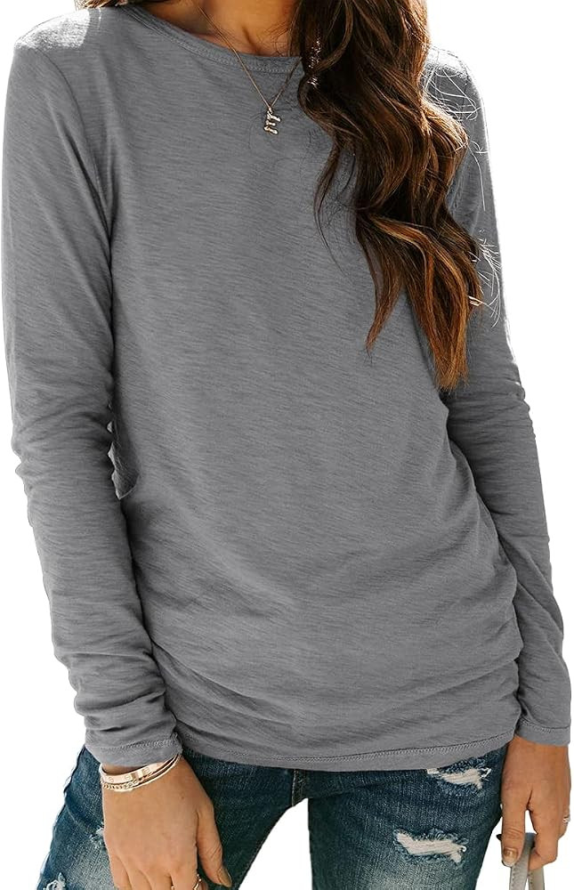 AUTOMET Womens Long Sleeve T Shirts Crewneck 2022 Fall Trendy Tops Tunic Outfits Fitted Shirts Basic | Amazon (US)