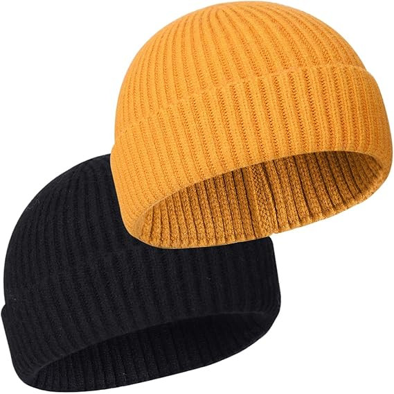 50% Wool Warm Cuffed Swag Knit Short Fisherman Beanie for Men Women Winter Hats Trawler Skull Cap | Amazon (US)