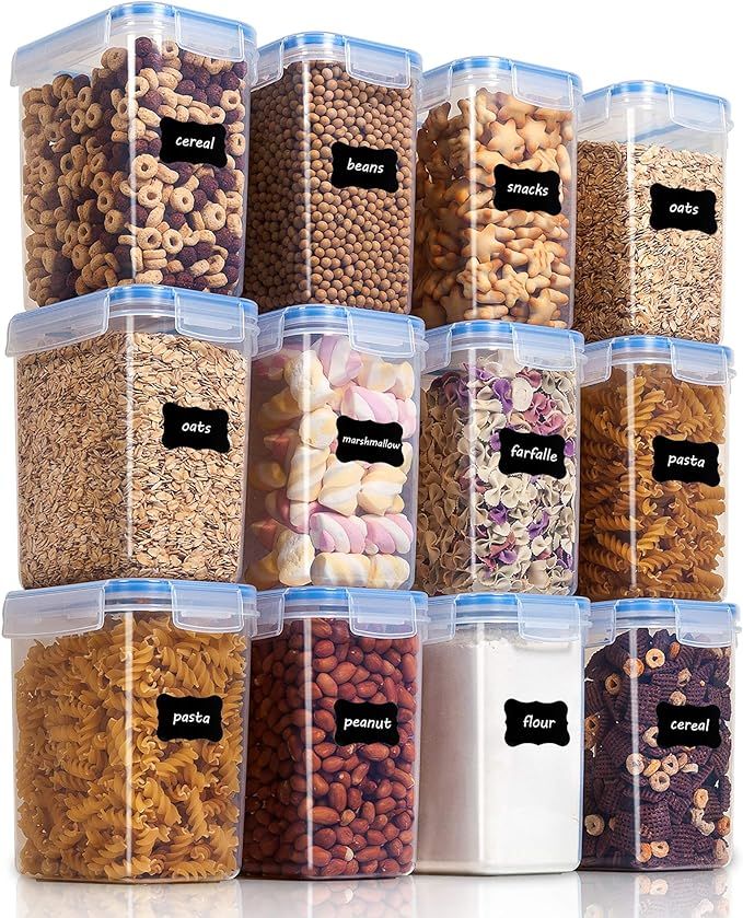 Vtopmart Airtight Food Storage Containers 12 Pieces 1.5qt / 1.6L- Plastic BPA Free Kitchen Pantry... | Amazon (US)