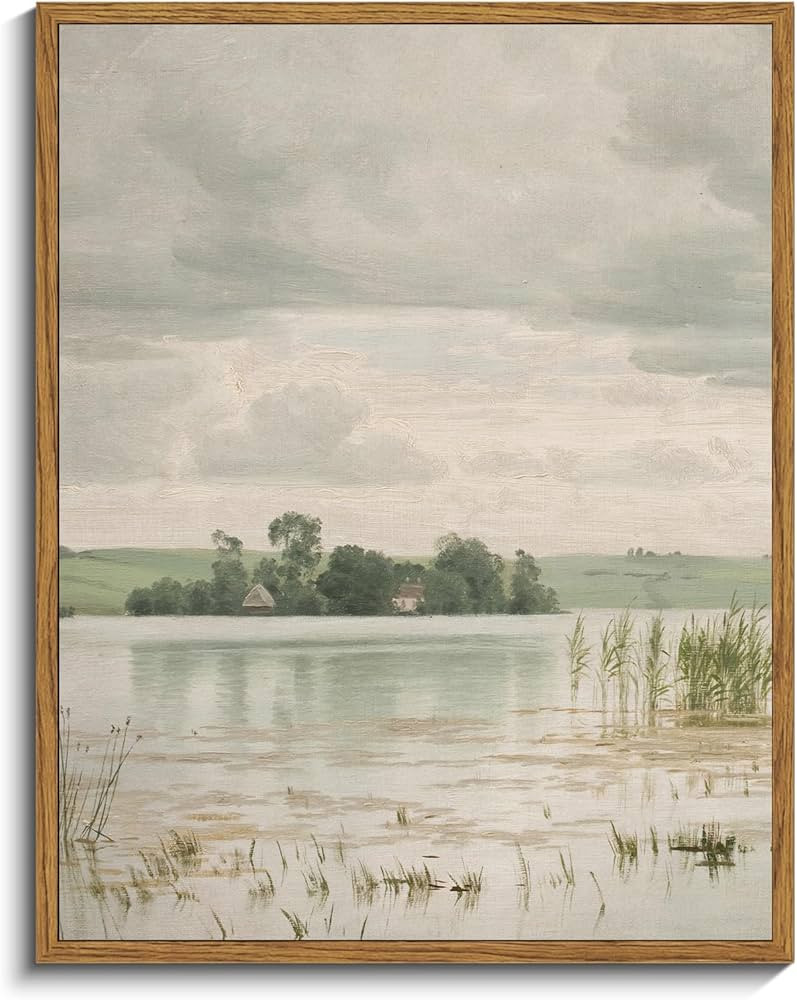 InSimSea Framed Canvas Prints Art Vintage Decor, Esrum Lake Oil Paintings Pictures for Bedroom, N... | Amazon (US)