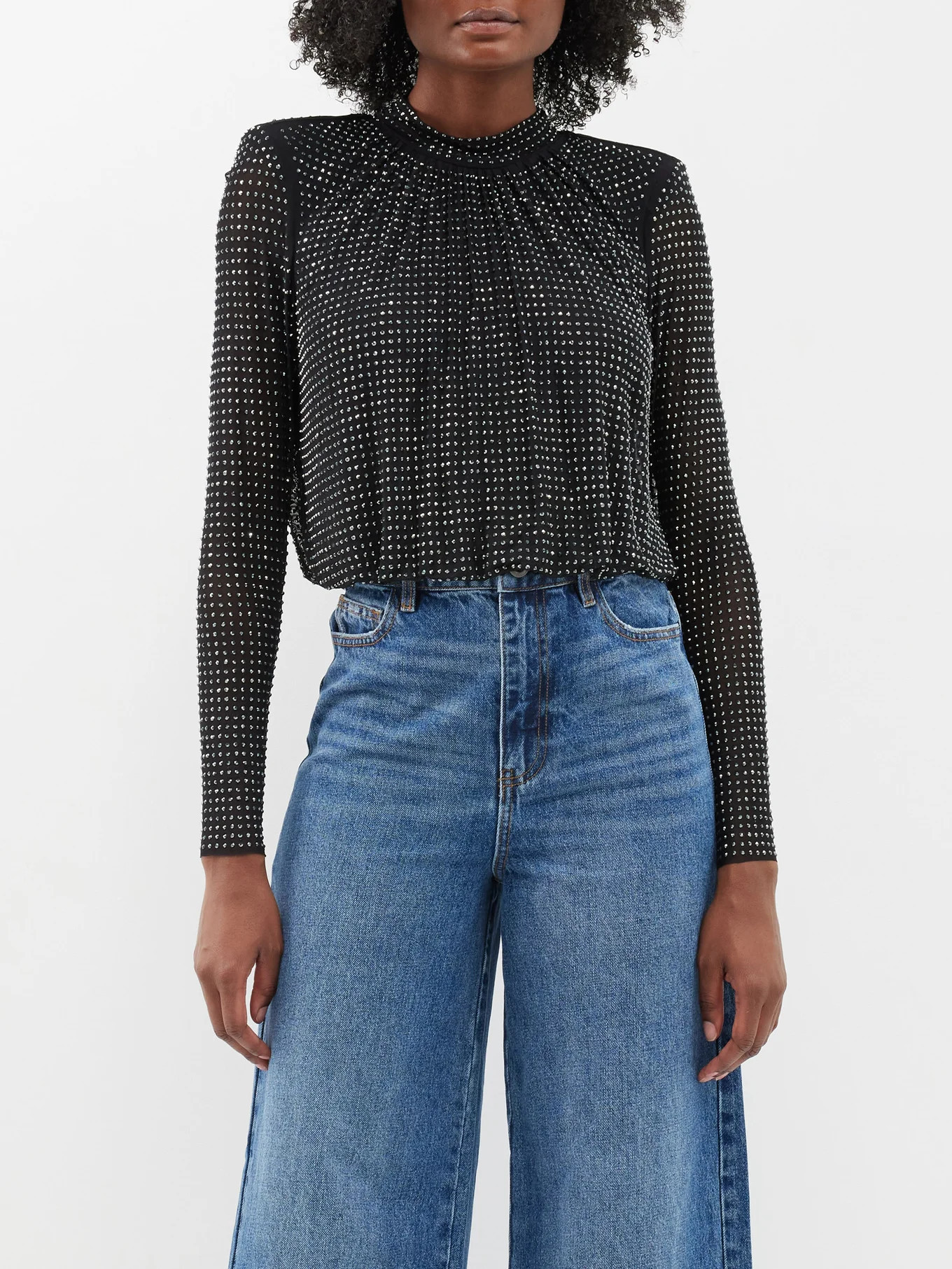 Rhinestone-embellished long-sleeve top | Self-Portrait | Matches (US)