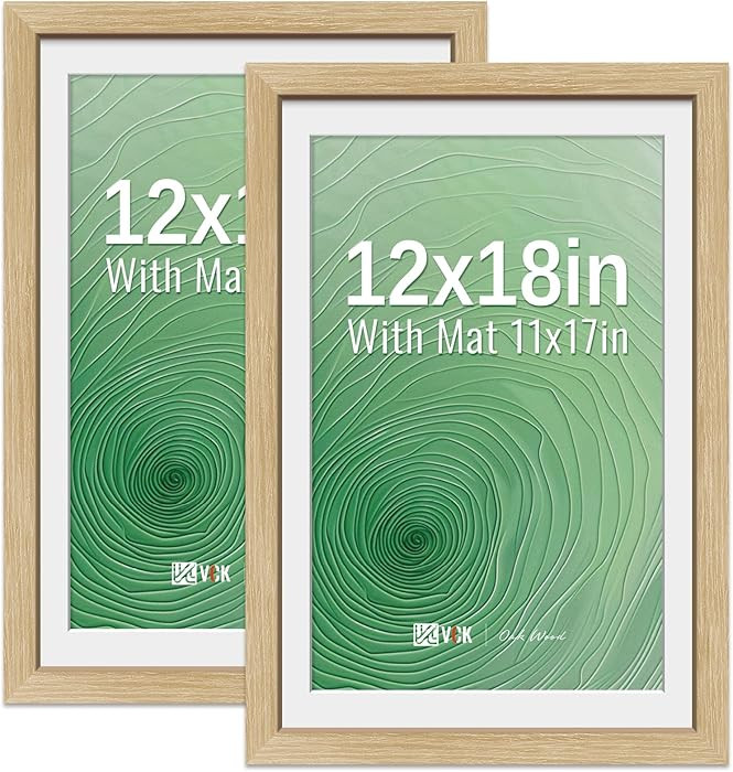 VCK 12x18 Picture Frame 2 Pack - Natural Oak, High-End Wood Poster Frames with Tempered Glass, Di... | Amazon (US)