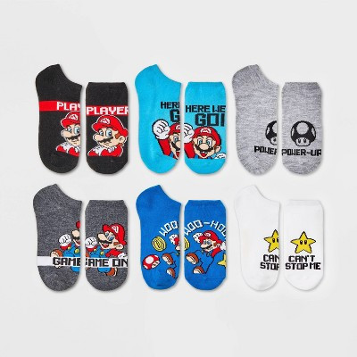 Kids' Nintendo Super Mario 6pk Socks - Blue/Gray S/M | Target