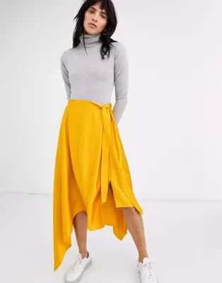 ASOS DESIGN zero waste satin midi skirt with pockets | ASOS EE