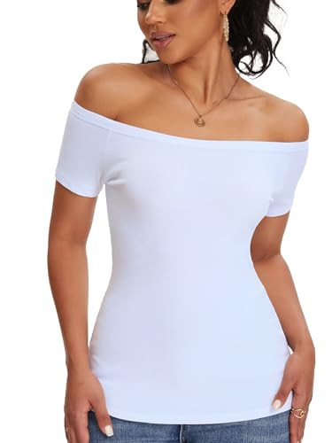 ASAIR White Off The Shoulder Tops for Women(White Medium) | Amazon (US)