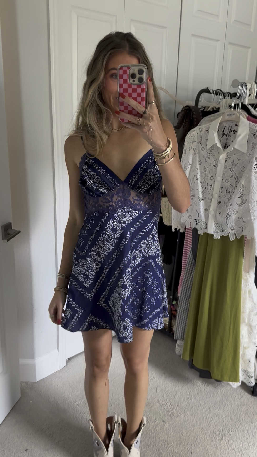 Love shack fancy blue bandana style western mini dress size xs. Country concert outfit. Game day outfit inspo. I rented this from @fashionpass. Use code SLOANE5A to sign up for Fashion Pass and receive $70 off! 

#fashionpass outfit, outfit of the day, outfit inspo, what i wore, outfit ideas, styling, try on, fashion, affordable fashion, fashion pass, clothing rental

#LTKSaleAlert #LTKStyleTip #LTKFindsUnder100