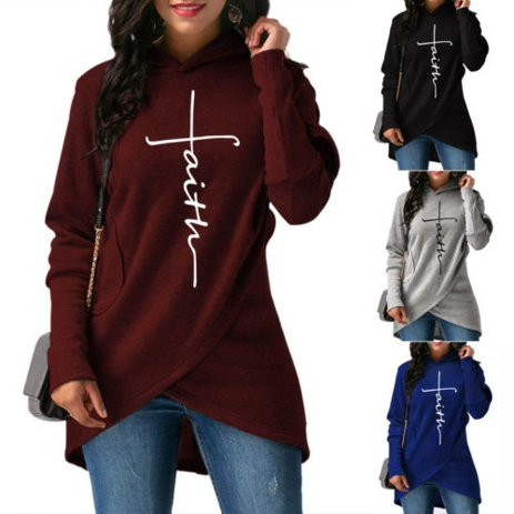 Fashion  Ladies Hoodie Women's Sweatshirt Faith Print Long Sleeve Pullover Jumper Top | Walmart (US)