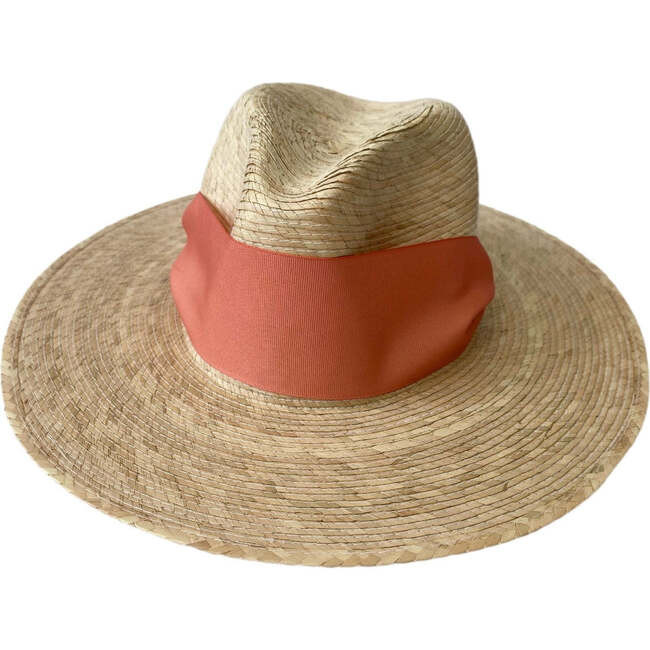 Sarah Bray Bermuda | Women's Zinnia Wide & Short Brim Grosgrain Ribbon Sun Hat, Coral (Pink, Size Medium/Large) | Maisonette | Maisonette