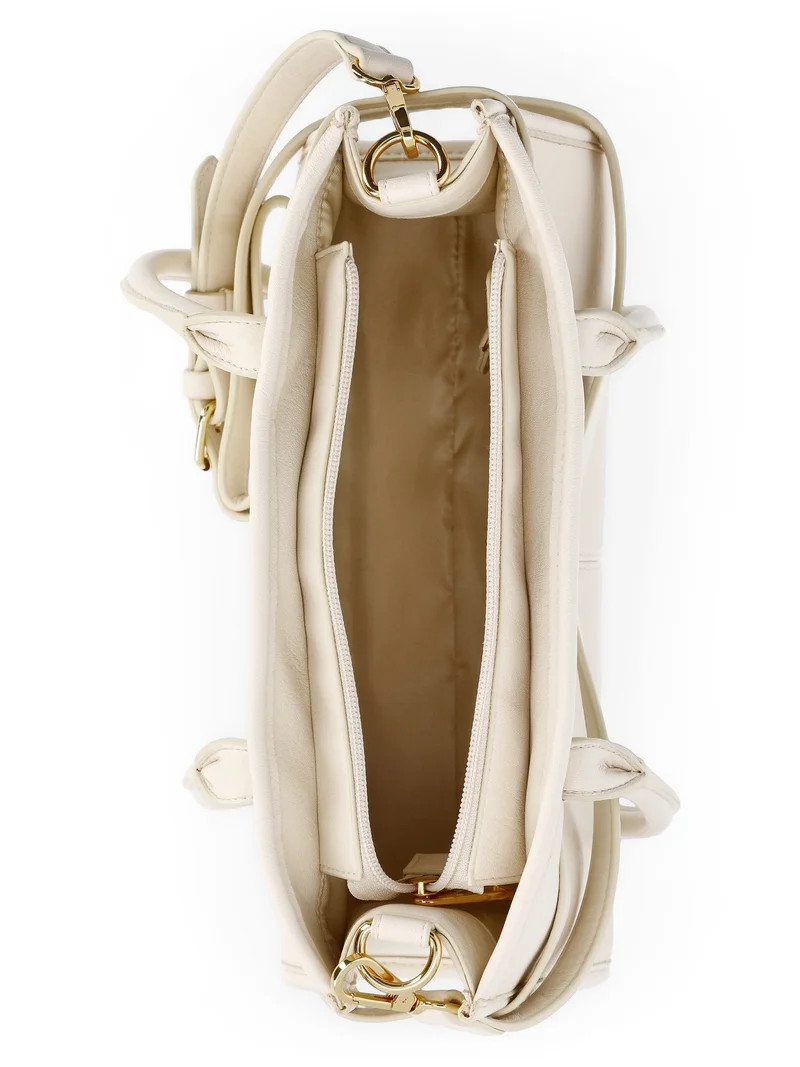 Time and Tru Women's Faux Leather Gwyn Shoulder Handbag, Bleached Beige | Walmart (US)