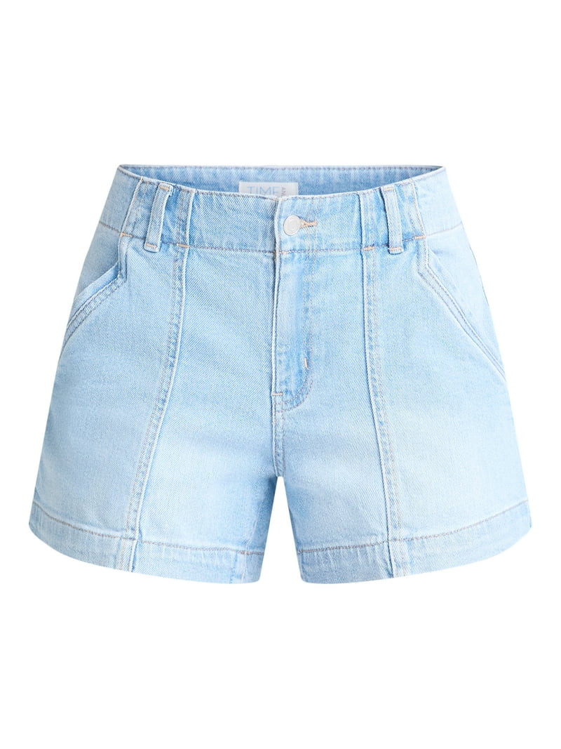 Time and Tru Women's and Women’s Plus High Rise Denim Utility Shorts, Sizes 0-22 | Walmart (US)