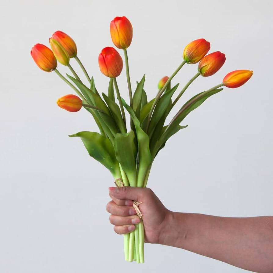 10 PCS Artificial Tulip Flowers Real Touch Tulips Faux Tulips Fake Tulips Bouquet Table Arrangeme... | Amazon (US)