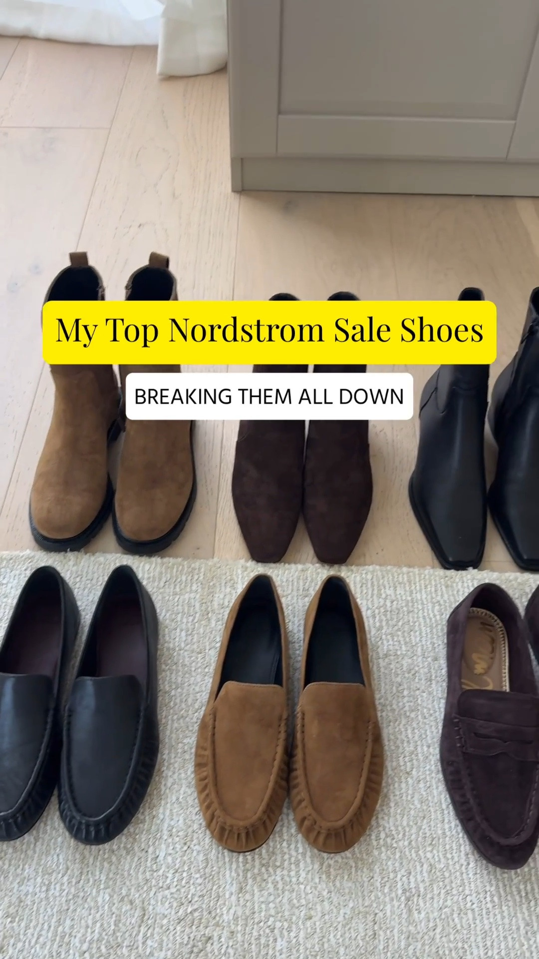 Nordstrom Anniversary Sale: Top shoe picks and the breakdown of each. 

Vince Sydney Lug Sole 5.5 - my favorite lug sole from the sale. It has a perfect long shaft, a not-too-round toe, and it isn't too heavy or bulky. 

Vince Hailey Heeled Boot 5.5 - The perfect shape heeled bootie. These are incredible and the heel height and shape are very comfy! I like these a half size up to give me space for thick socks. 

Steve Madden Define Boots 5.5 - The perfect flat bootie. I have the old versions and they've proven to be the perfect boot for fall and winter. They are very comfortable and most importantly wearable. 

Aquatalia Romeo Waterproof Boots 6 -  A complete waterproof boot. The number one question I get asked in the winter is for waterproof boots, so get them now. These are slim on the foot, not overly bulky. I found the 5.5 to be a little snug so the 6 fit better with a thicker sock. 

Vince Tristan loafers 5 - obsessed with these! Comfortable and stunning! No extra bells and whistles, so they will last you for years. 

Sam Edelman Lizbeth Loafers 5 - A great more affordable loafer option. I'm a big fan of Sam Edelman loafers, i have many. Very comfortable and run tts. 

Bernardo Meredith Flats 6 (smallest size) - THE shape of ballet flats for fall. Buttery soft leather, just so comfortable. Smallest size is a 6, so they are too big for me. Snag these if you can!

#LTKmomlife #LTKSaleAlert #LTKPetite