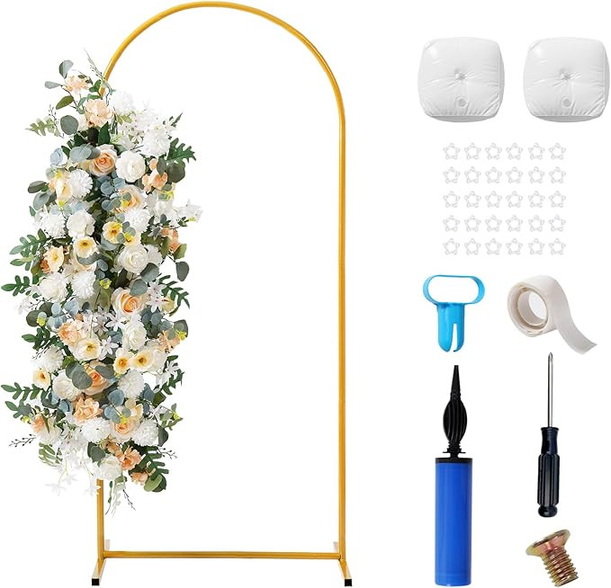Ascoza Metal Arch Backdrop Stand 6FT Gold Wedding Arch Backdrop Stand Balloon Arched Frame for Bi... | Amazon (US)