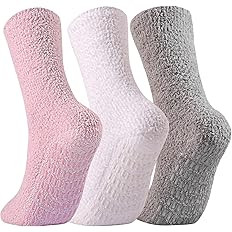 JORMATT 3 Pairs Ultra Thick Fuzzy Grip Socks Non Skid Slipper Hospital Socks Unisex | Amazon (US)