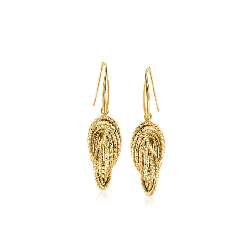Italian 18kt Gold Over Sterling Twisted Drop Earrings | Ross-Simons