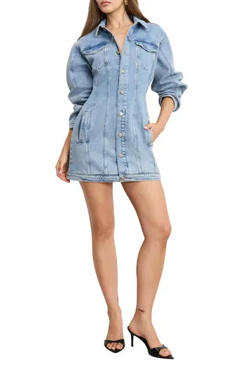 Good American Barrel Long Sleeve Denim Mini Shirtdress in Indigo911 at Nordstrom Rack, Size Medium | Nordstrom Rack