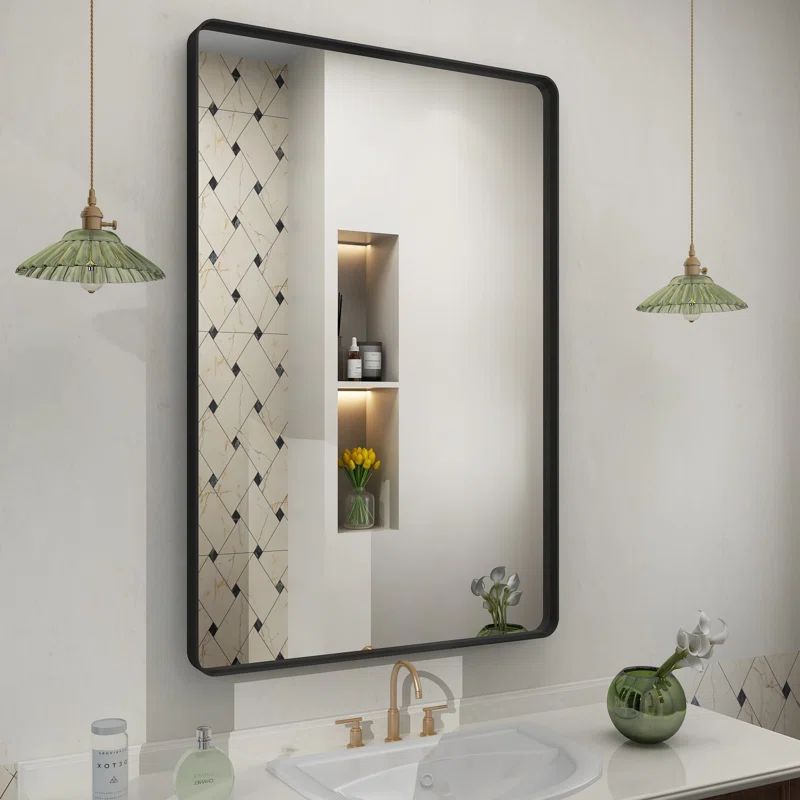 Aevar High-Strength Tempered Glass and Aluminum Alloy Framed French Cleat Mounted Wall Mirror | Wayfair North America