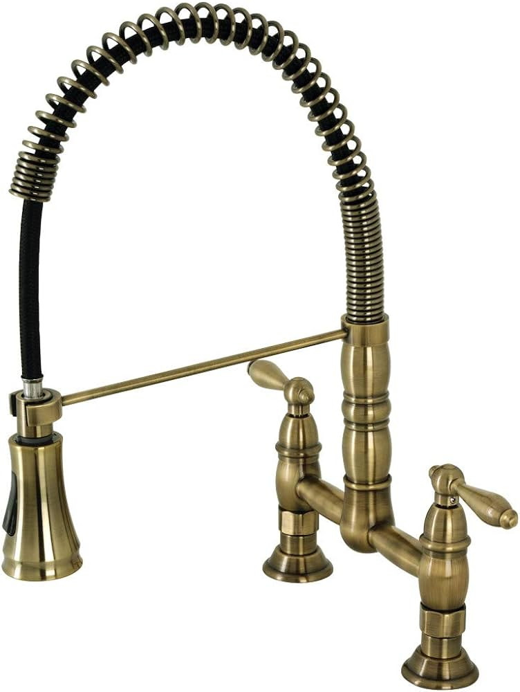 Kingston Brass GS1273AL Heritage Pull-Down Sprayer Kitchen Faucet, Antique Brass, 14.13 x 10 x 18... | Amazon (US)