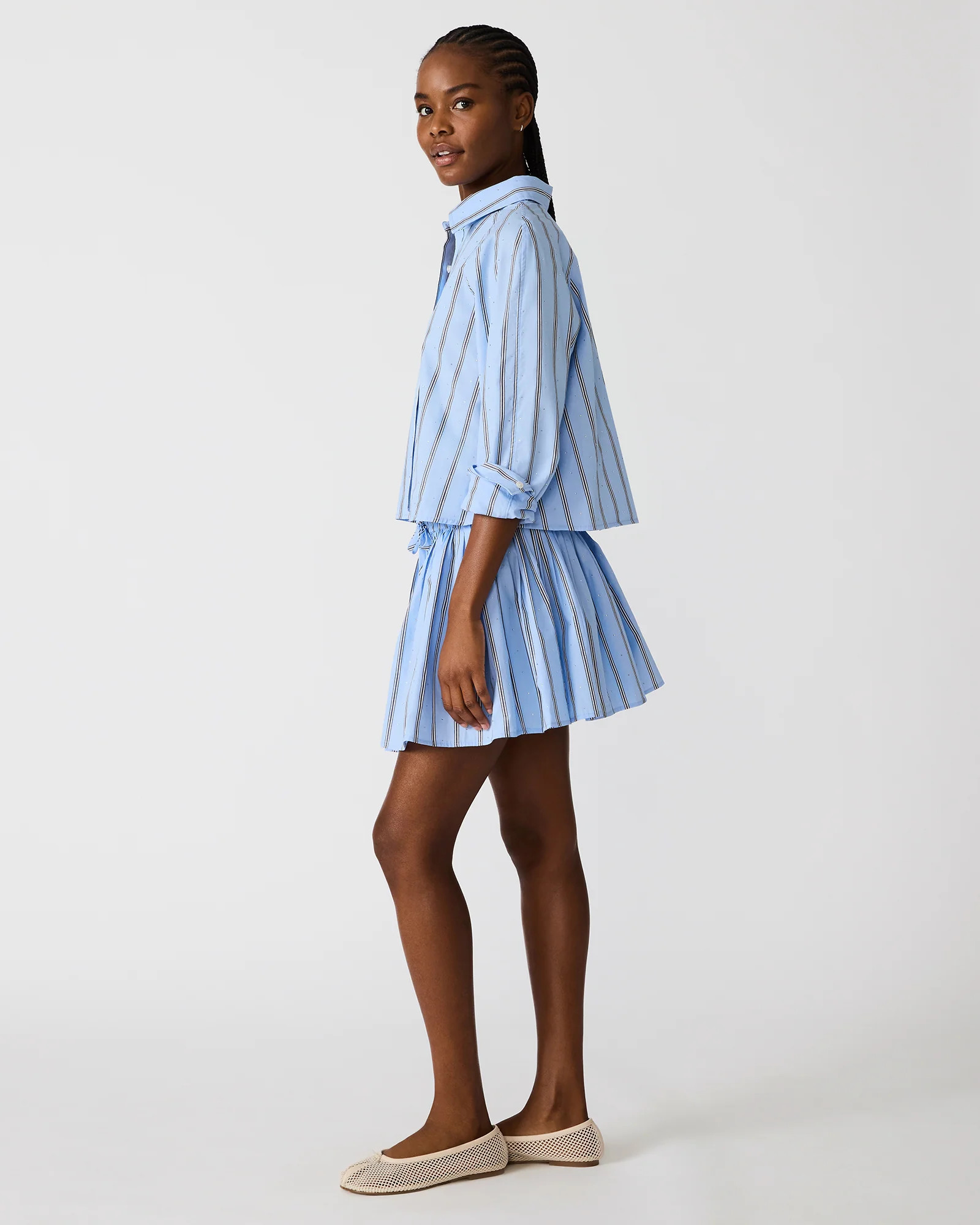 TYRIA Estate Blue Mini Tie-Front Women's Skirt | Steve Madden (US)