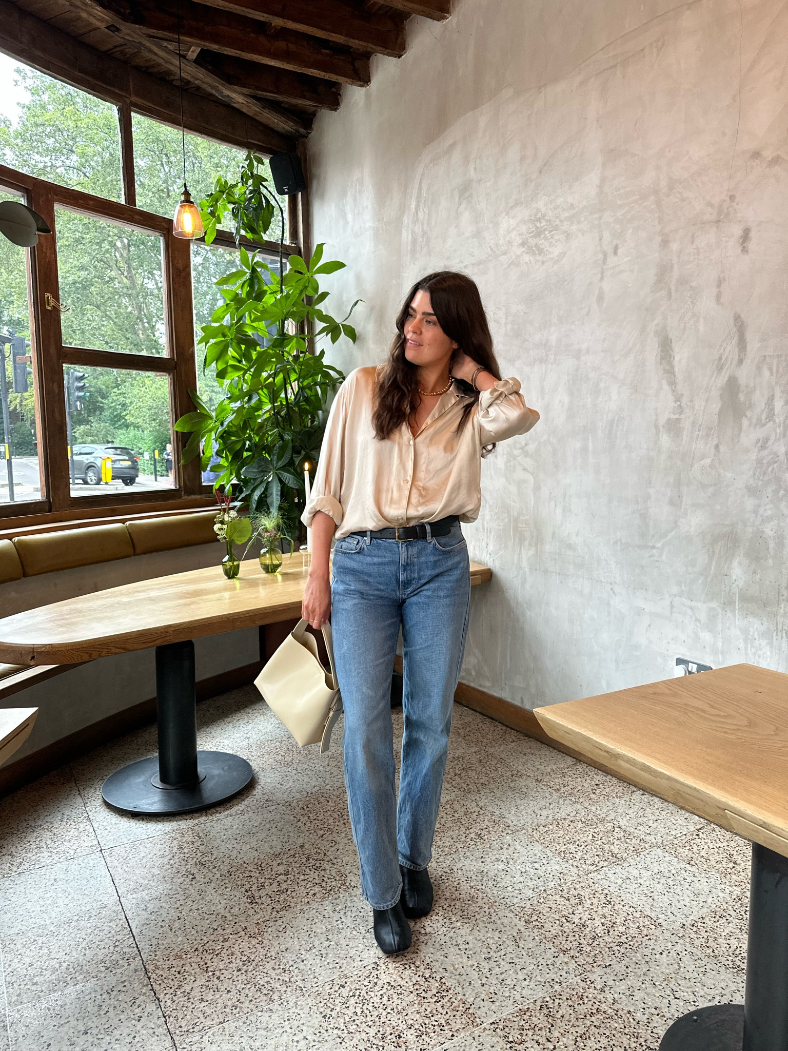 Outfit for dinner with ARKET, silky shirt and straight leg denim. 

#LTKSeasonal #LTKFind #LTKstyletip