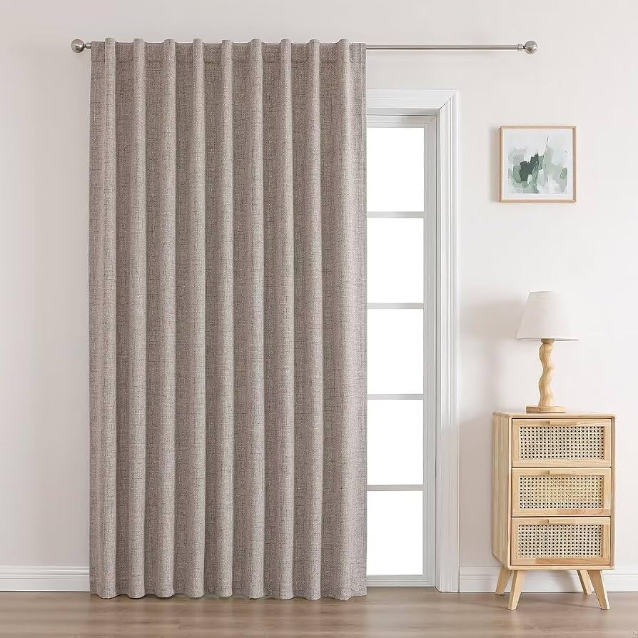 Joydeco 100% Black Out Curtains 108 inch Long 2 Panels Burg Natural Blackout Linen Drapes for Bed... | Amazon (US)