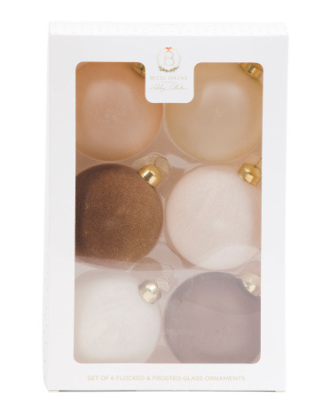 6pk Flocked And Frosted Christmas Ornaments | TJ Maxx