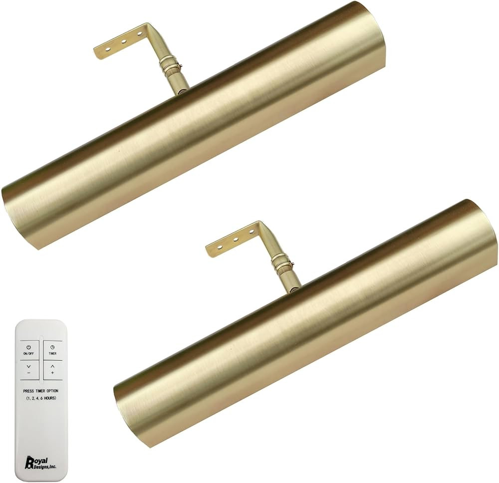 Royal Designs, Inc. Cordless Remote Control LED Picture Light, Dimmable with Timer Function, Brus... | Amazon (US)