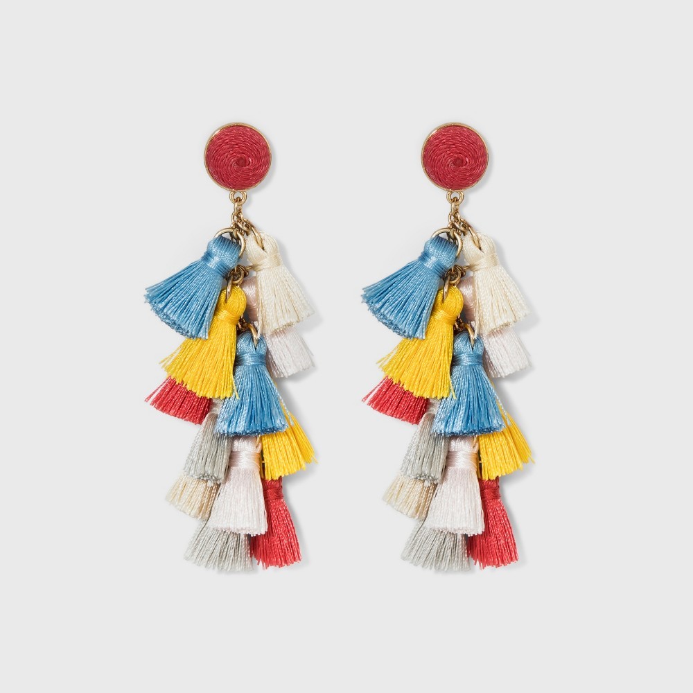 SUGARFIX by BaubleBar Multi-Tassel Drop Earrings, Women's, Multicolor Rainbow | Target