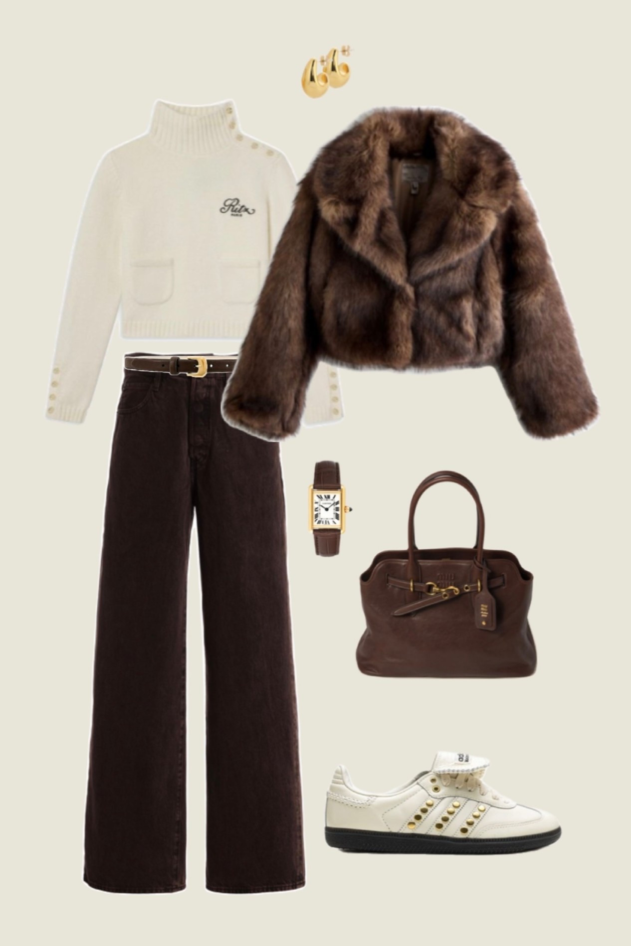 Brown fur coat outfit, winter outfit idea, neutral winter style, crop fur coat 

#LTKSeasonal